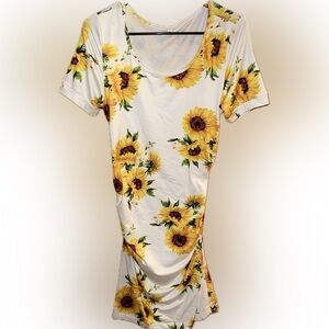 Maternity Amazon White Dress with Sunflower Print